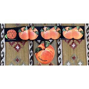Vintage  grocery store advertising paper signs Fresh Peaches California 1969